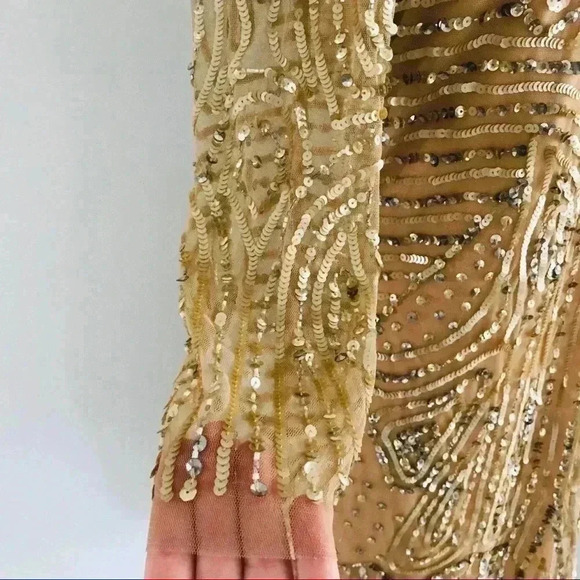 Aidan Mattox Sequin Long Sleeve Party Dress Sz 6 - Picture 6 of 11